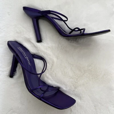 Sandalias Charles David Nathalie Tacones Mules Púrpura Tacones con Tiras 7.5 Metálicos Y2K Foto 1 de 4