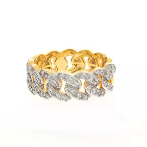 Men's 10k Yellow Gold Genuine Diamond 8 MM Cuban Link Pinky Ring Band 0.95 Ct - Picture 1 of 3
