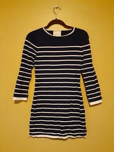 Sail to Sable Gr. XS langarmes Strickkleid marineblauweiß gestreift nautisch Baumwolle - Bild 1 von 3