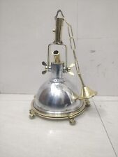 Nautical Antique Marine Aluminum & Brass Hanging Pendant Vintage Light