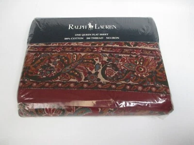 Ralph Lauren SERENGETTI Multi Red Floral Flat Sheet - Queen - Image 1 of 4