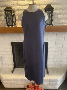 NWT Spanx Air Essentials Side Stripe Tank Midi Dress Dark Storm Blue Sz Large - Picture 1 of 6