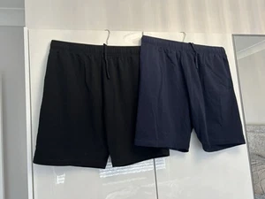 M&S jogger shorts Black and navy Elastic Waist And Drawstrings Mens L - Picture 1 of 7