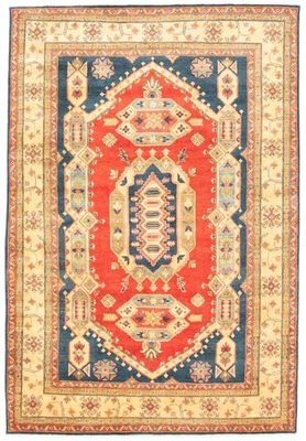 Tapete de área geométrico tradicional feito à mão 6'7" x 9'7" tapete de lã oriental - Imagem 1 de 4