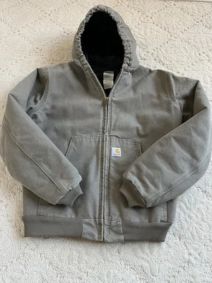 复古女式灰色连帽 Carhartt 绗缝衬里夹克,小号 *(见下文) — 第 1/4 张图片
