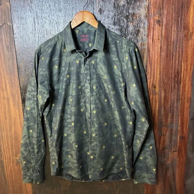 Jared Lang Button Up Long Sleeve Shirt Men’s Medium Slim Fit Green Camouflage - Image 1 of 4