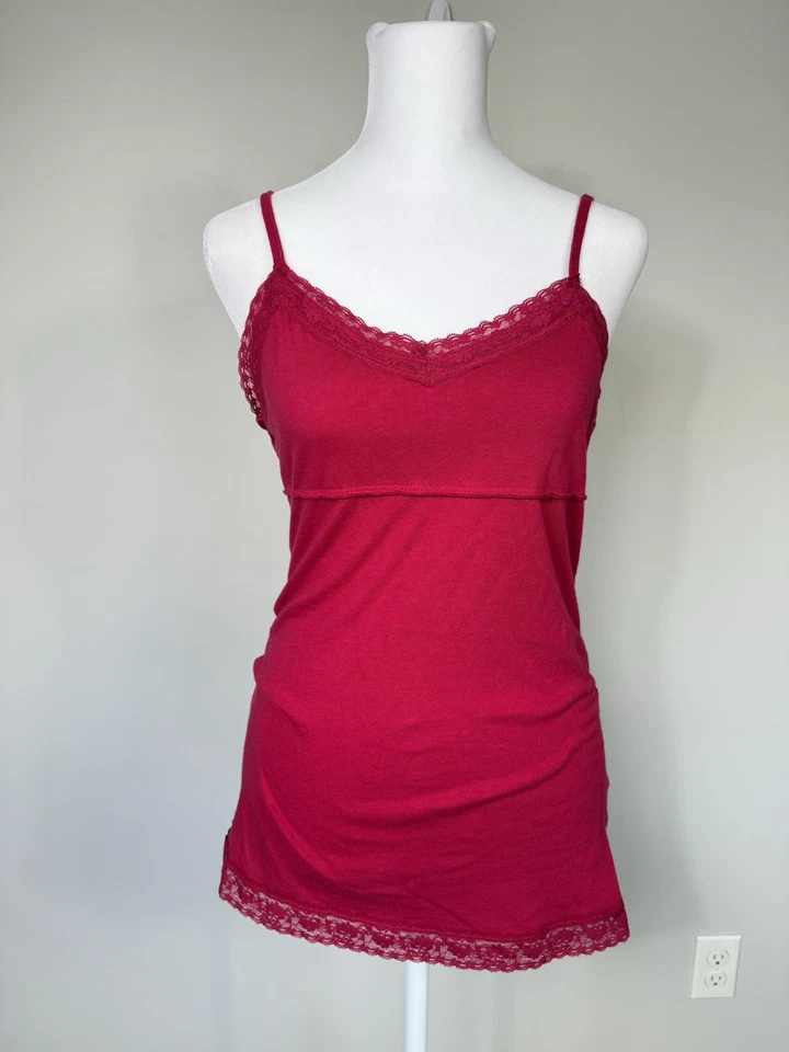 Camiseta sin mangas Y2K Mudd para mujer M rosa encaje ribete camisola preppy años 90 algodón crepúsculo Foto 1 de 4