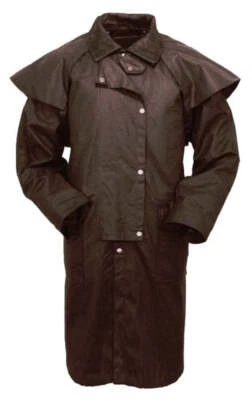 SHILOH TACK New! Full length Waterproof OILSKIN WESTERN DUSTER COAT Brown or Black 5 SIZES!