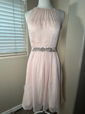 NWOT Adrianna Papell Womens 6 Dress PInk Sleeveless High Collar Double Layered - Image 1 of 4