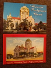 Lote De 2 Cartões Postais Antigos Memorial Igreja Presbiteriana, St. Augustine Florida