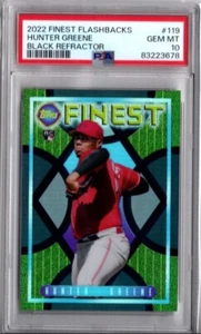 2022 Finest Flashbacks Hunter Greene Black Refractor RC Rookie PSA 10 #/25 Reds - Picture 1 of 2