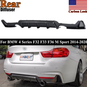 Dual Exhaust Tip Rear Bumper Diffuser For 14-20 BMW F32 F33 F36 4 Series M Sport - Picture 1 of 19
