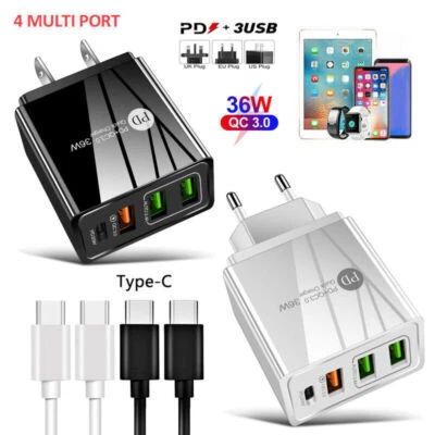 36W USB Type C Fast Charging Wall Adapter For Samsung S24Ultra S23 S22 S21 S20FE - Image 1 of 4