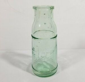 Green Glass Bottle JJW with Arrow Mark Vintage 6" Farmhouse Decor Vase Milk