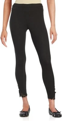 HUE Women's lace Trim Summer pique Skimmer  X-Small  0-2 waist 21" Black - Image 1 of 4