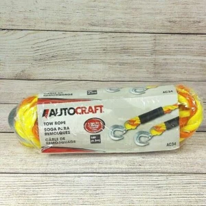 AutoCraft 14ft Tow Rope Strap W/Hooks AC34 Orange/Yellow 3/4" Braided Car Accs. - Picture 1 of 5