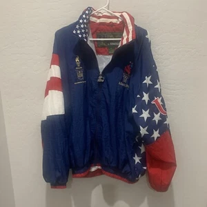 Vintage Starter 1996 Olympics Jacket Mens XL American Flag Atlanta - Picture 1 of 17