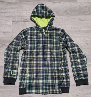 Sudadera con Capucha Burton Dryride Juvenil Talla XL 18 Negra Verde Azul Púrpura Forrada de Vellón a Cuadros Foto 1 de 4