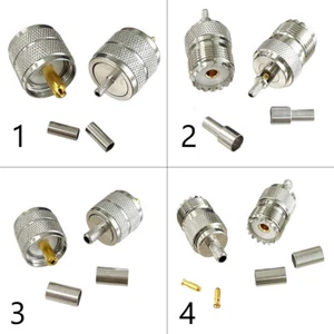2PC UHF Male Female RF Coax Connector Crimp RG316 RG174 RG58 RG142 Nickelplated - Picture 1 of 5