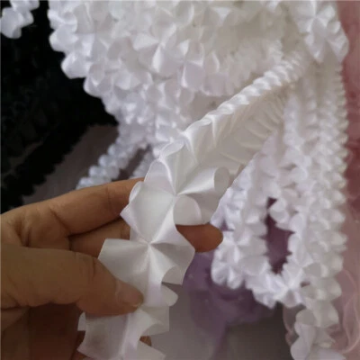 Fita plissada 2M cetim sedoso babado acabamento borda artesanato brinquedo vestido material - Imagem 1 de 4