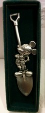 Walt Disney Pewter Mickey Mouse On Shovel Collectible 4" Inch Souvenir Spoon!