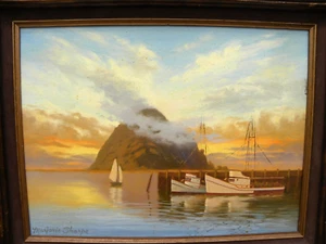 Morro Bay Central California costa quadro luminoso tramonto di Marjorie Sharpe - Foto 1 di 12