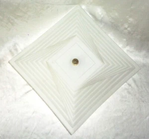 14 Zoll Vintage Virden geometrische quadratische Untertasse Licht Abdeckung auf 2 Glühbirnen elektrisch - Bild 1 von 8