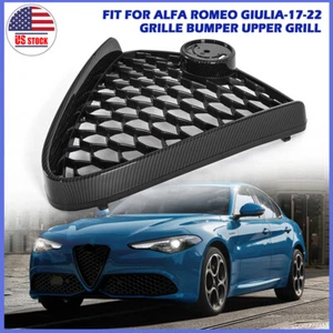 US Front Grille Bumper Upper Grill Fits Alfa romeo Giulia 2017-2023 Carbon Fiber - Picture 1 of 8