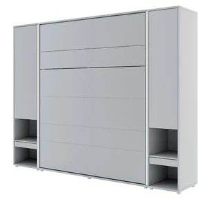 Wandbett 261 cm BC Schrankbett-Set Klappbett mit 2 Schränken Led 160x200cm Grau - Bild 1 von 7