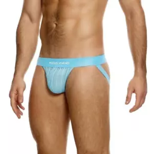 MODUS VIVENDI Stretch Jock Striped Crochet Knitted Jockstrap in Light Blue 07412 - Foto 1 di 4