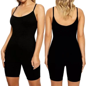 Pantaloncini casual da donna tutina tuta elasticizzata body body camicetta canotta - Foto 1 di 19