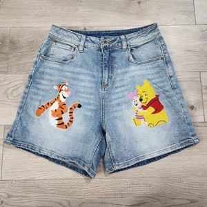Pantaloncini jeans Disney ricamati Winnie The Pooh donna mamma 3 denim tigre maialino - Foto 1 di 9
