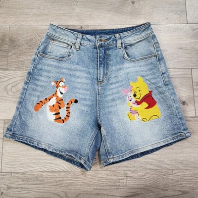 Pantalones Cortos de Jean Winnie The Pooh Bordados Disney Para Mujer Mamá 3 Denim Tigger Piglet Foto 1 de 4