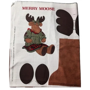 VIP Cranston Merry Moose Cut & Sew Fabric Panel Plaid Stuffed Christmas Country - Picture 1 of 6