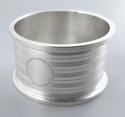 ANTIGUO ANILLO SERVILLETA ART-DECO PLATA ESTERLINA GRABADO SELLO BIRMINGHAM 1944 Foto 1 de 4