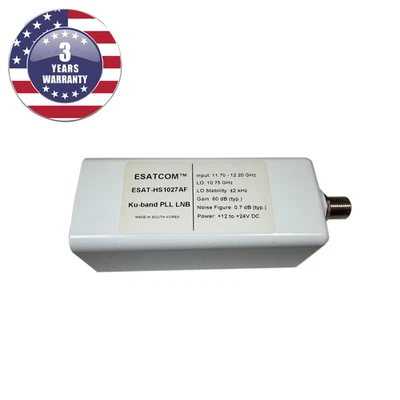 ESATCOM™ ESAT-HS1027AF, Ku-Band PLL LNB 11.7-12.2 GHz ±2 kHz, 0.7 dB e tipo F - Imagem 1 de 3