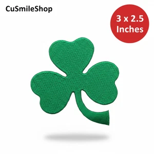 Green Three-Leaf Shamrock Clover Patch St. Patrick's Day God Lucky Irish Iron on - Picture 1 of 5