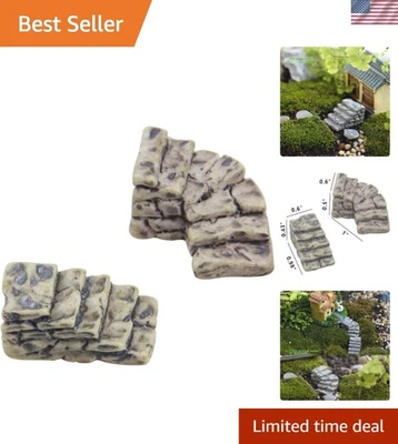 Curved and Straight Fairy Garden Staircases - Charming Resin Yard Decor - Image 1 of 4