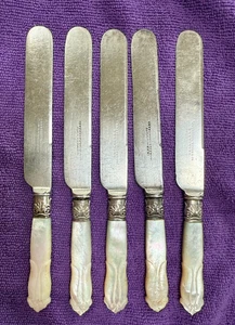 Cuchillos antiguos con mango de nácar (5) Henshen Bates & Co Baltimore Victoria - Imagen 1 de 10