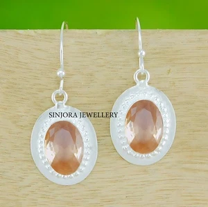Morganita piedras preciosas 925 plata esterlina regalo hecho a mano pendiente... - Imagen 1 de 3