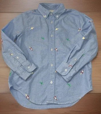Boys J. Crew CrewCuts Oxford Space & Alien All Over Print L/S Button Down Sz 8 - Image 1 of 4