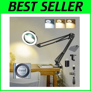 Hands-Free 10X Magnifying Glass with Light & Clamp for Reading & Crafts - Picture 1 of 8