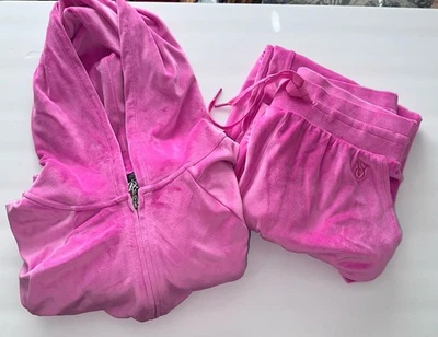 Victorias Secret Conjunto de Sudadera Pequeña Cremallera Completa Sudadera con Capucha + Pantalón Jogger Velour Rosa Foto 1 de 4
