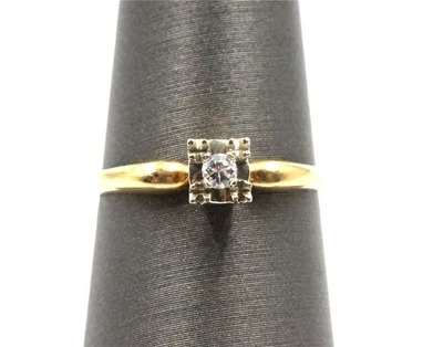 ANILLO DE COMPROMISO VINTAGE RECUERDO ORO MACIZO 14K DIAMANTES NATURALES TALLA 6,25 Foto 1 de 4