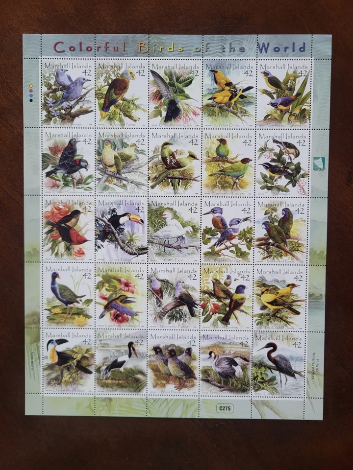 Marshall Island Sc# 924 coloridas aves del mundo 2008 - hoja de 25 - sin usar Foto 1 de 1