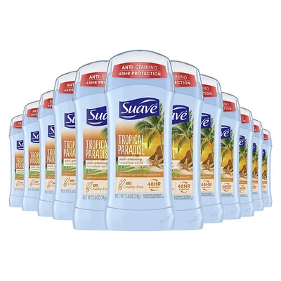 Suave Tropical Paradise Invisible Solid AntiPerspirant Deodorant 2.6 oz pack 12 - Image 1 of 2