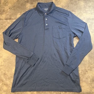 Lands End Hemd Herren L TALL Blau Supima Baumwolle Langarm Tasche Polo - Bild 1 von 10