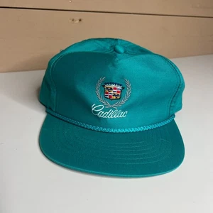 Vintage Cadillac Snapback Mütze türkis PCT Seil Kordel Kappe Einheitsgröße - Bild 1 von 7
