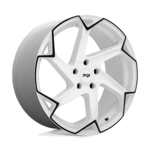 Niche M257 Flash 20X10.5 +40 Gloss White & Black Wheel 5X112 (QTY 1) - Picture 1 of 4
