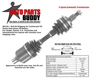Front Left (Drivers) Side Axle Lumina, Cutlass Supreme, Grand Prix 2 Yr Warranty - Picture 1 of 3